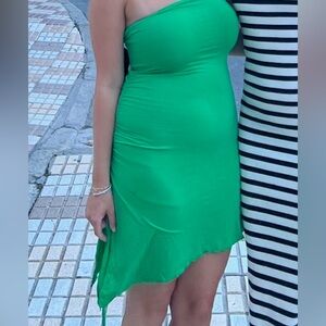 Indah Green Strapless Bodycon Mini Dress